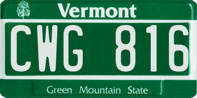 VT license plate CWG816