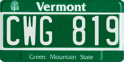 VT license plate CWG819