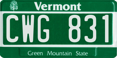 VT license plate CWG831