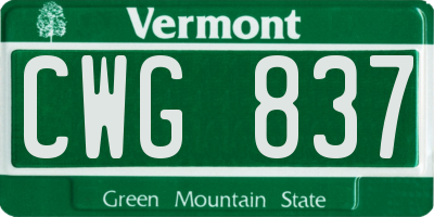 VT license plate CWG837