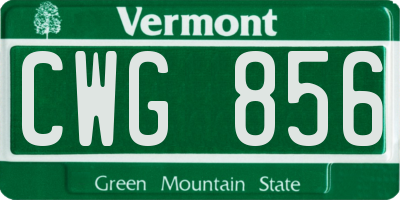 VT license plate CWG856