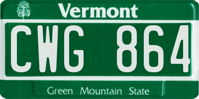 VT license plate CWG864