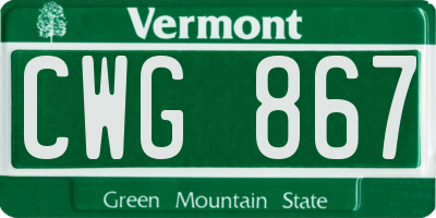 VT license plate CWG867