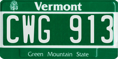 VT license plate CWG913