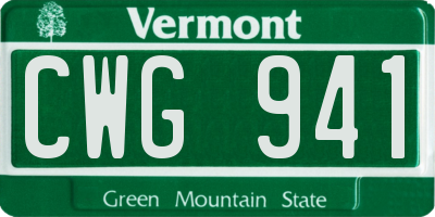 VT license plate CWG941