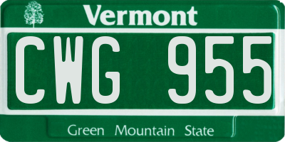 VT license plate CWG955
