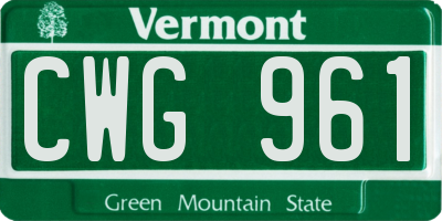 VT license plate CWG961