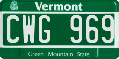 VT license plate CWG969