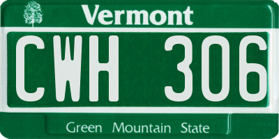 VT license plate CWH306