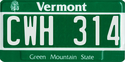VT license plate CWH314