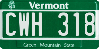 VT license plate CWH318