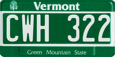 VT license plate CWH322
