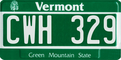 VT license plate CWH329