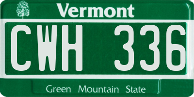 VT license plate CWH336