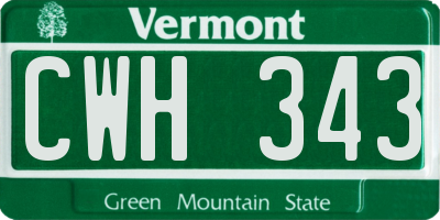 VT license plate CWH343