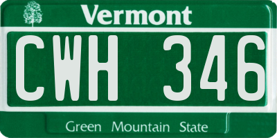 VT license plate CWH346