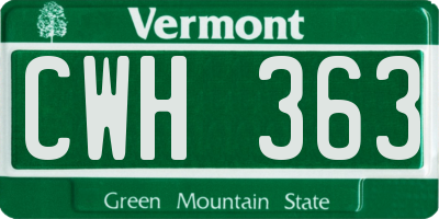 VT license plate CWH363