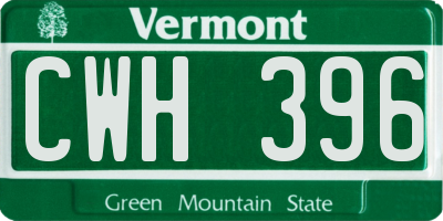 VT license plate CWH396