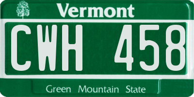 VT license plate CWH458