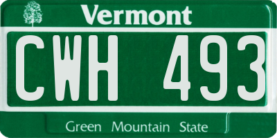 VT license plate CWH493
