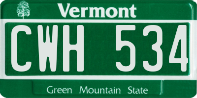 VT license plate CWH534