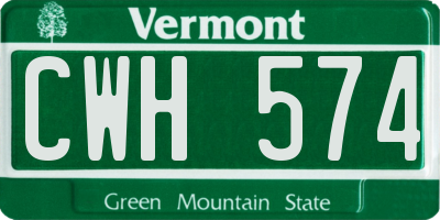 VT license plate CWH574