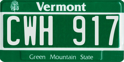 VT license plate CWH917