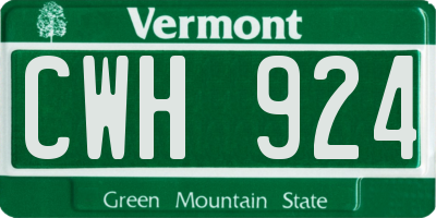 VT license plate CWH924
