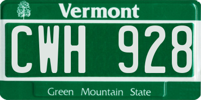 VT license plate CWH928