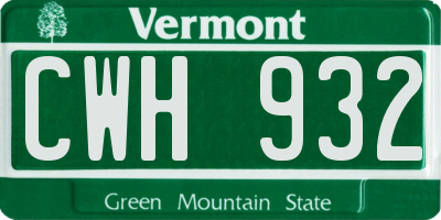 VT license plate CWH932