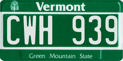 VT license plate CWH939