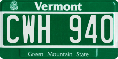 VT license plate CWH940