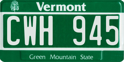VT license plate CWH945
