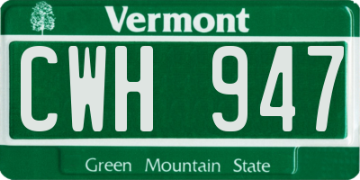 VT license plate CWH947