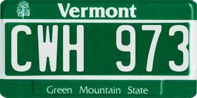 VT license plate CWH973