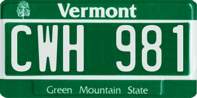 VT license plate CWH981