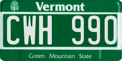 VT license plate CWH990