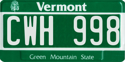 VT license plate CWH998