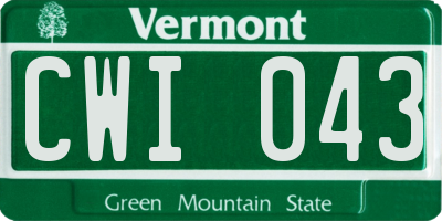 VT license plate CWI043