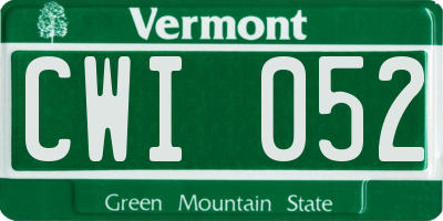 VT license plate CWI052