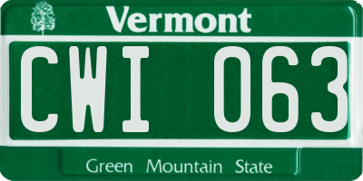 VT license plate CWI063