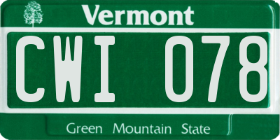 VT license plate CWI078