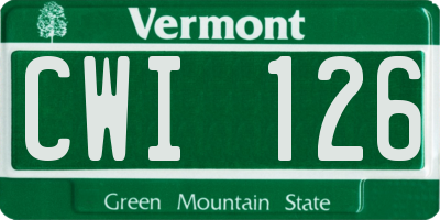 VT license plate CWI126