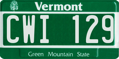 VT license plate CWI129