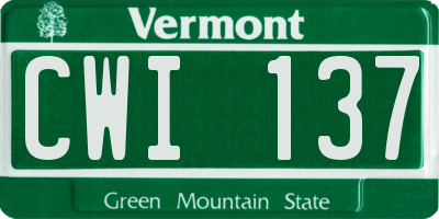 VT license plate CWI137