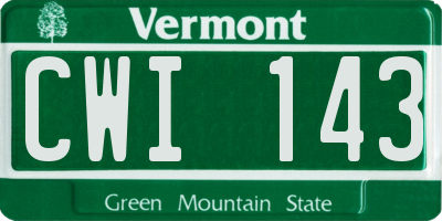 VT license plate CWI143