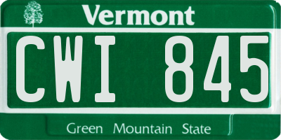 VT license plate CWI845