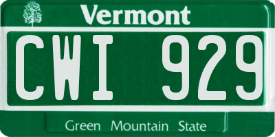 VT license plate CWI929