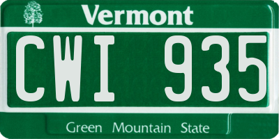 VT license plate CWI935