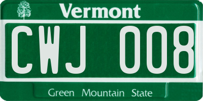VT license plate CWJ008